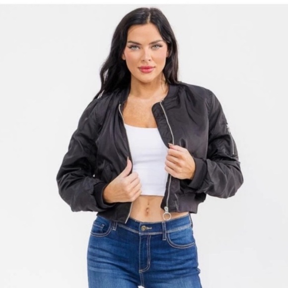 Love Tree Jackets & Blazers - Black BOMBER JACKET